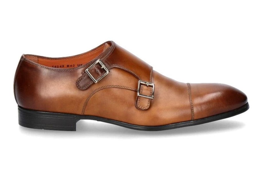 Herren Santoni Schnurer | Santoni Monk Leahter Antik Brown (43)