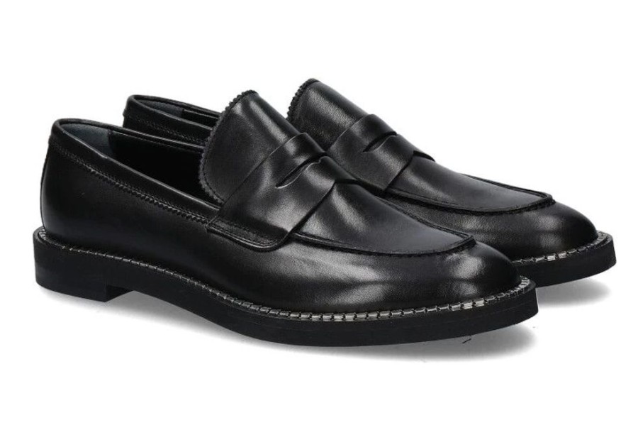 Damen AGL Attilio Giusti Leombruni Slipper | Attilio Giusti Leombruni Loafer Sirena Nappa Nero