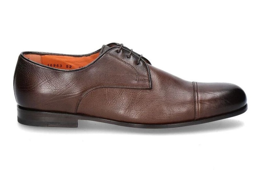 Herren Santoni Schnurer | Santoni Schnu00Fcrer Leather Antik Brown (43)