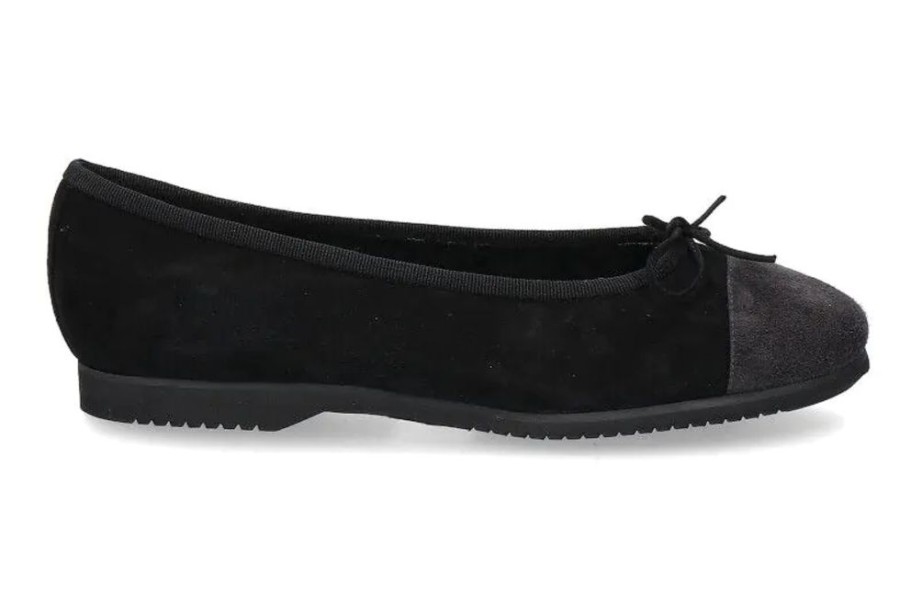 Damen Unu00fctzer Ballerinas | Unu00Fctzer Ballerina Gefu00Fcttert Camosico Nero Camoscio Anthrazit (35U00Bd)