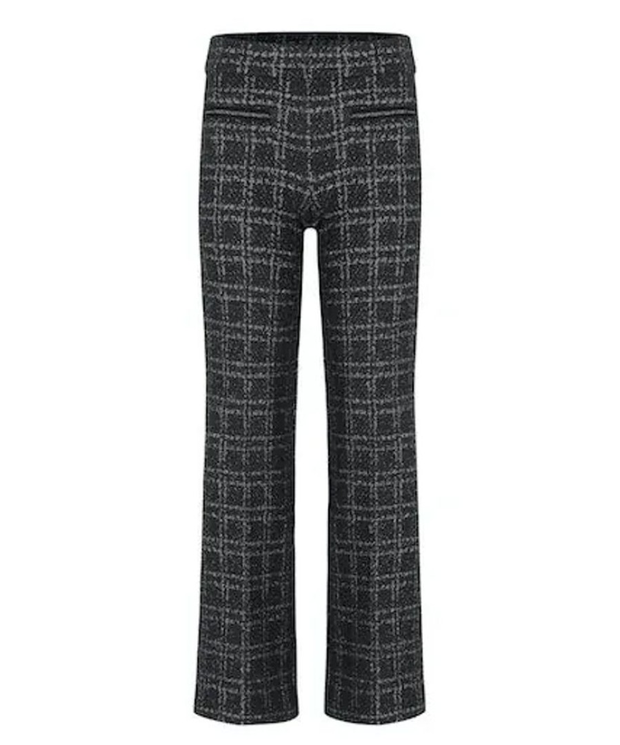 Damen Cambio Hosen | Cambio Hose Faith Tweed Lurex Check Jacquard -Tweed Lurex Check Black Silver