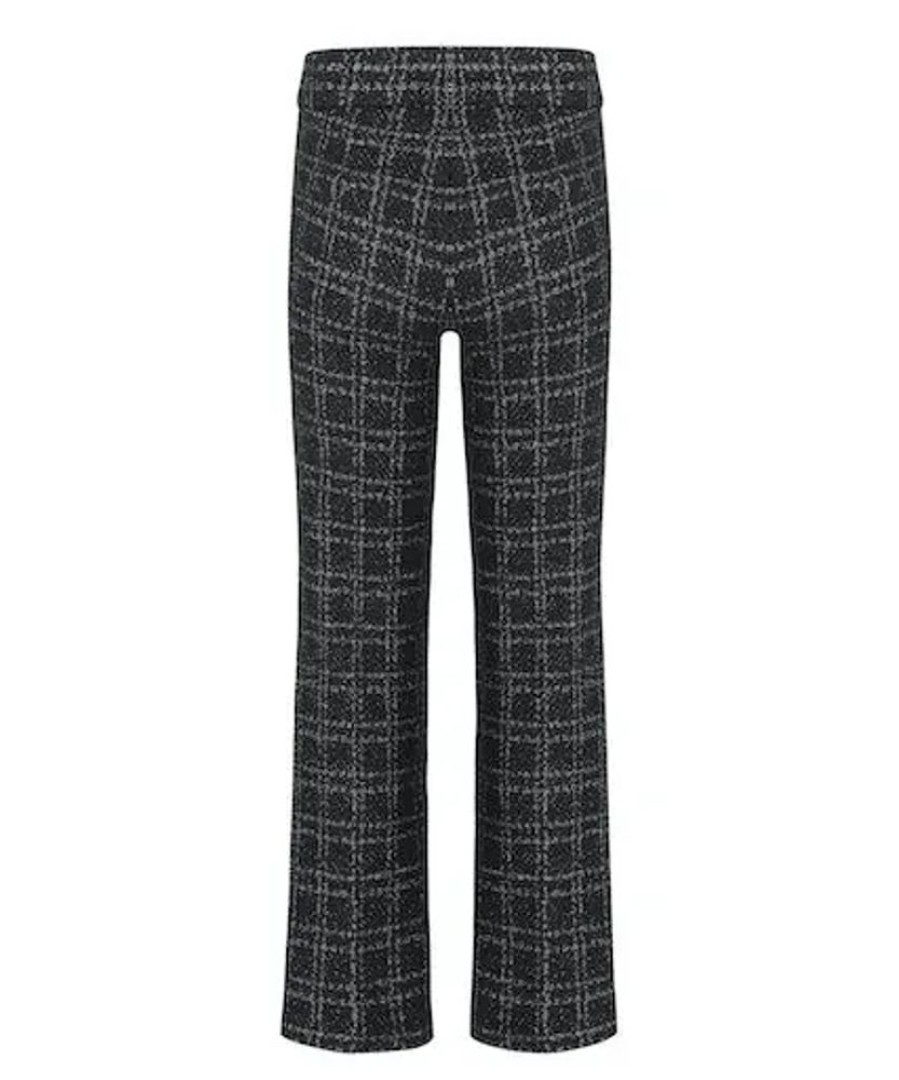 Damen Cambio Hosen | Cambio Hose Faith Tweed Lurex Check Jacquard -Tweed Lurex Check Black Silver