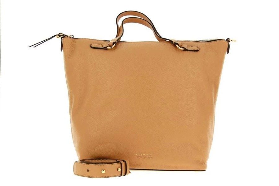 Damen Coccinelle Taschen | Coccinelle Shopper Vitello Camel