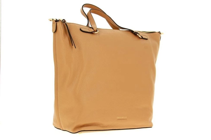 Damen Coccinelle Taschen | Coccinelle Shopper Vitello Camel