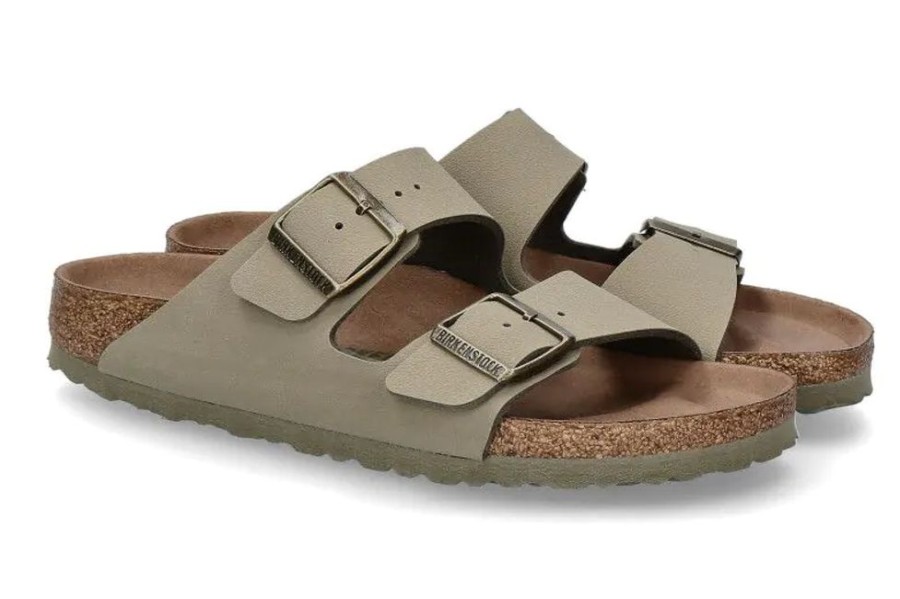 Damen Birkenstock Hausschuhe | Birkenstock Pantolette Arizona Schmal Khaki