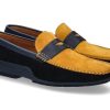 Herren Moreschi Mokassins | Moreschi Loafer Baviera Blu Scuro Yellow