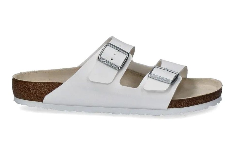 Herren Birkenstock Hausschuhe | Birkenstock Pantolette Arizona Normal Birko-Flor Weiss (38)