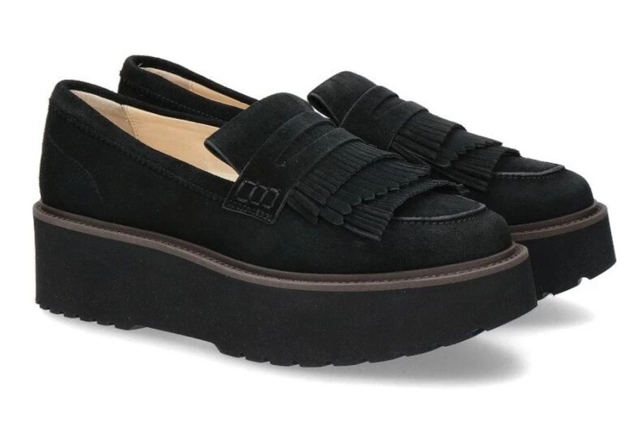 Damen Hogan Plateauschuhe | Hogan Plateauslipper Fondo Urban Moca Frangia Nero (37U00Bd)