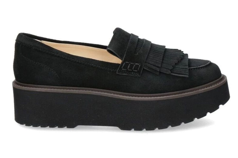 Damen Hogan Plateauschuhe | Hogan Plateauslipper Fondo Urban Moca Frangia Nero (37U00Bd)