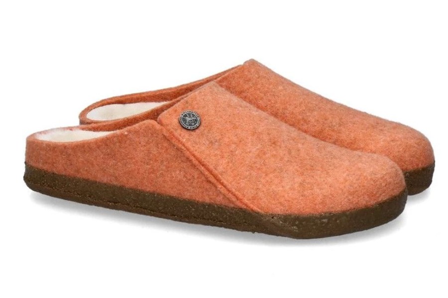 Damen Birkenstock Warmfutter | Birkenstock Pantolette Zermatt Rivet Split -Papaya