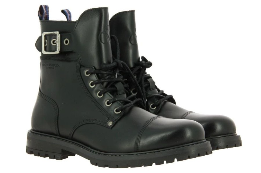 Herren Scotch & Soda Stiefeletten / Stiefel | Scotch & Soda Stiefelette Traktor Leather Black