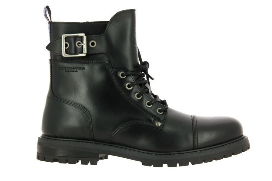 Herren Scotch & Soda Stiefeletten / Stiefel | Scotch & Soda Stiefelette Traktor Leather Black