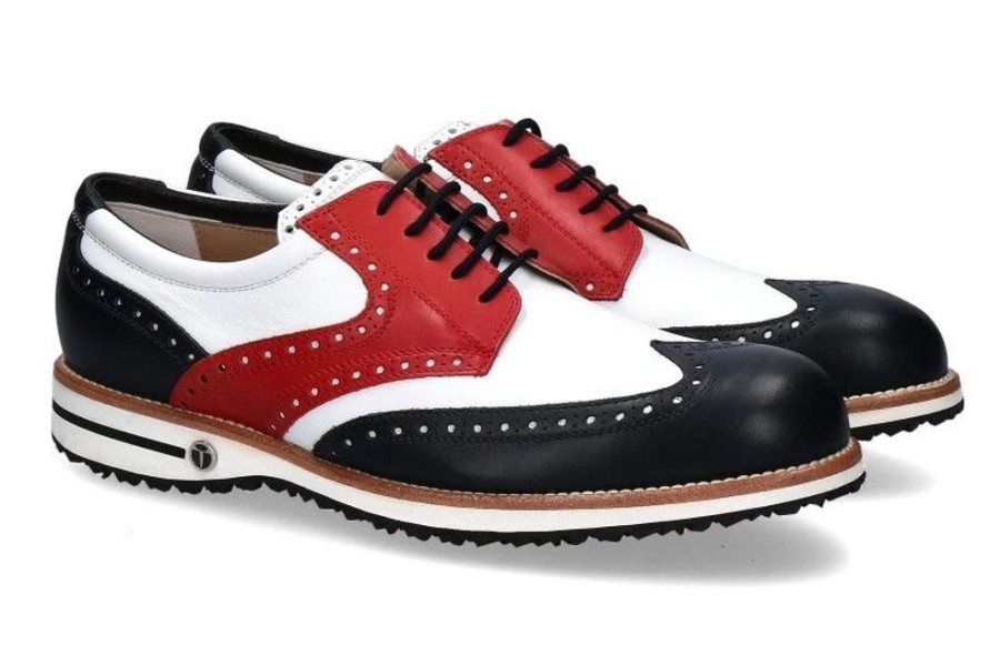 Herren Tee Golf Shoes Golf-Schuhe | Tee Golf Shoes Herren- Golfschuh Tommy Blu Bianco Rosso Micro N/B (44U00Bd)