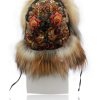 Damen FurLand Russia Ushankas - Fellmutzen | Furland Pilotenmu00Fctze - Ushanka Flowers - Fuchsfell