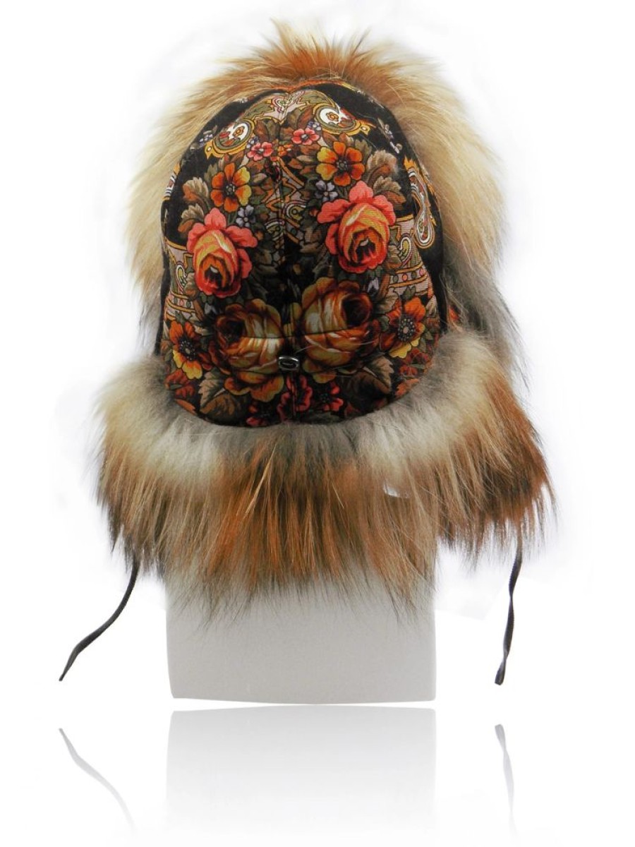 Damen FurLand Russia Ushankas - Fellmutzen | Furland Pilotenmu00Fctze - Ushanka Flowers - Fuchsfell