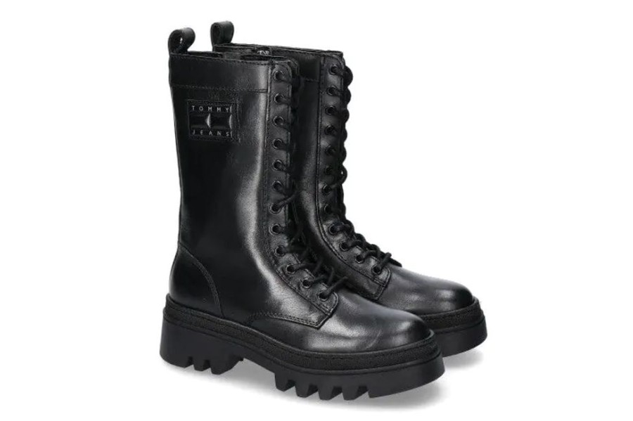 Damen Tommy Hilfiger Stiefel | Tommy Hilfiger Schnu00Fcrboot Fashion Black- Schwarz