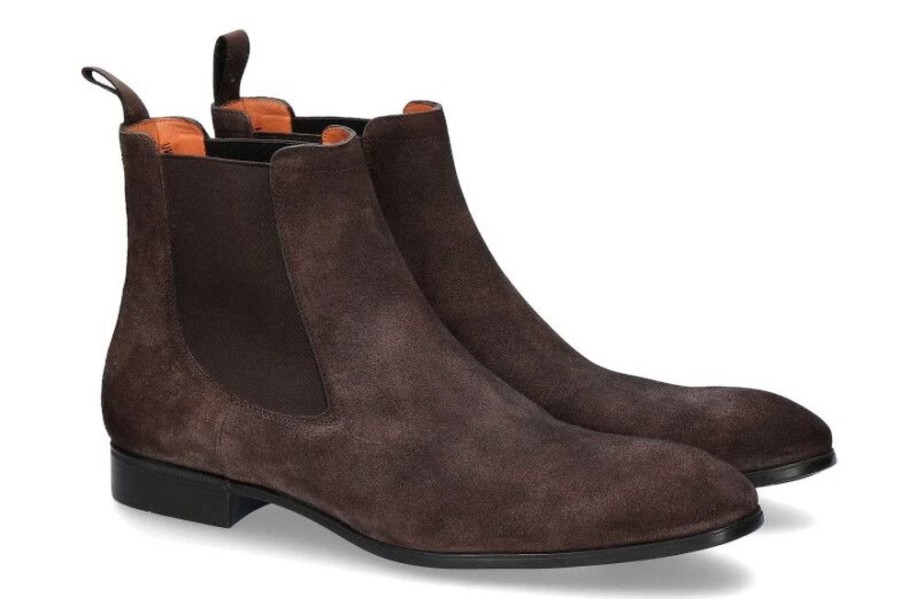 Herren Santoni Stiefeletten / Stiefel | Santoni Chelsea Boot Camoscio Moro (41U00Bd)