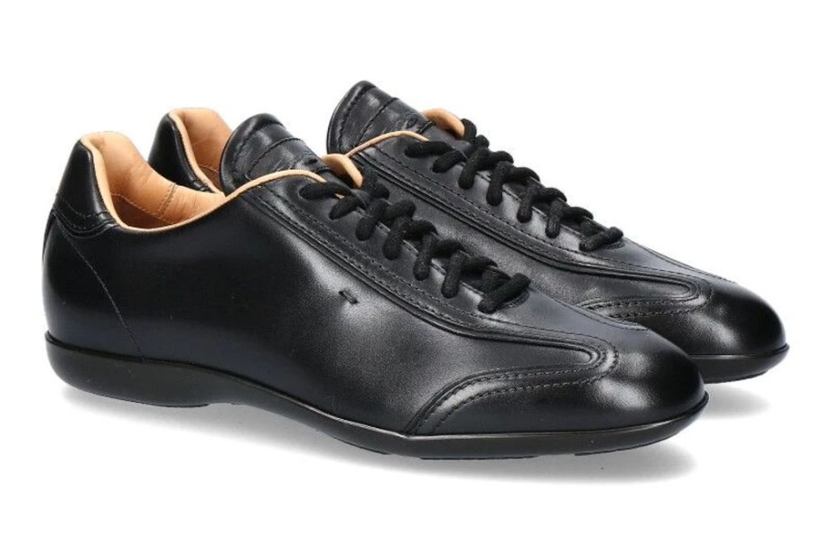 Herren Santoni Sneakers | Santoni Sneaker Leather Black (44U00Bd)