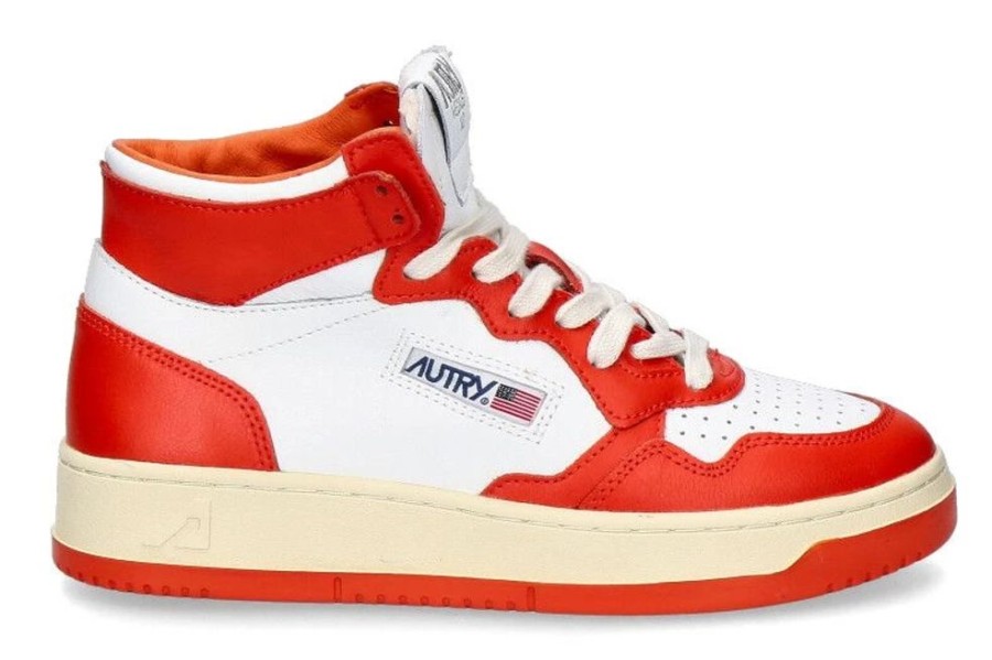 Damen Autry Sneaker | Autry Mid-Cut Sneaker Woman White Tangerine Wb21