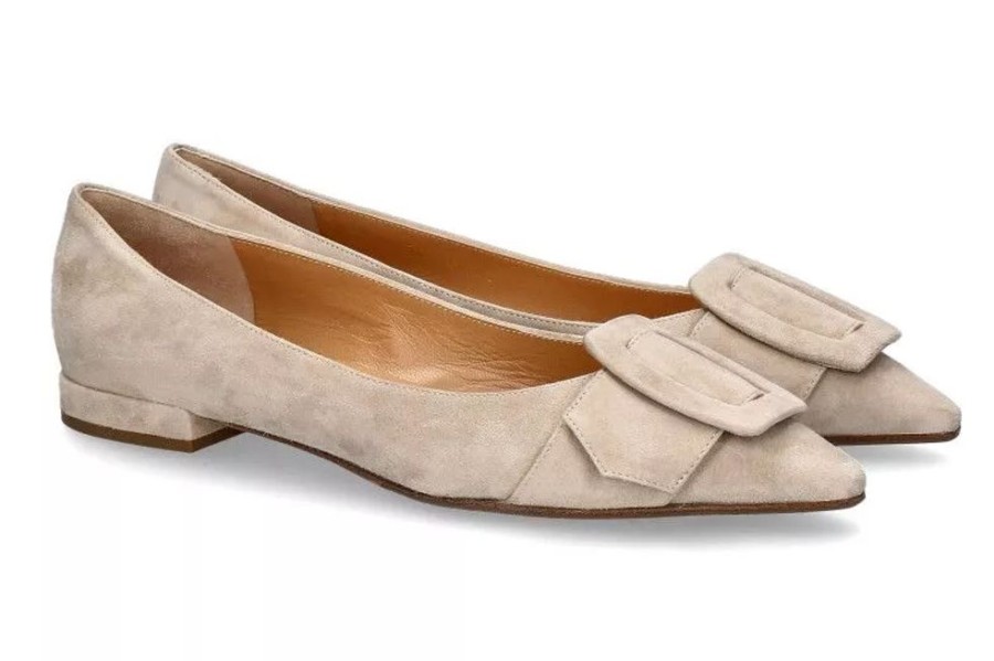 Damen Unu00fctzer Ballerinas | Unu00Fctzer Ballerina Camoscio 8212 Taupe - Beige