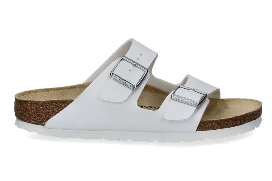 Herren Birkenstock Hausschuhe | Birkenstock Pantolette Arizona Schmal Birko-Flor Weiu00Df (39)