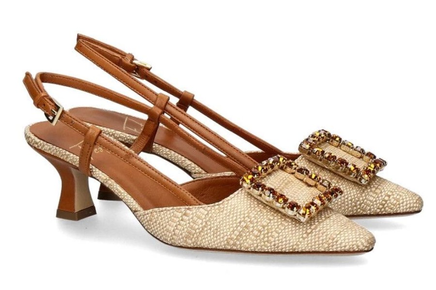 Damen Roberto Festa Pumps | Roberto Festa Slingpumps Stefi Raffia Paglia Cuoio