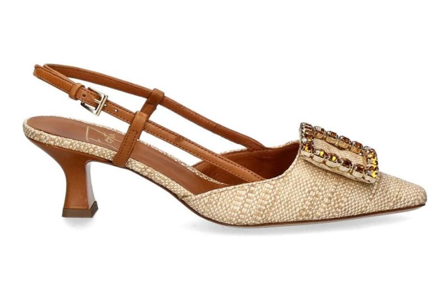 Damen Roberto Festa Pumps | Roberto Festa Slingpumps Stefi Raffia Paglia Cuoio