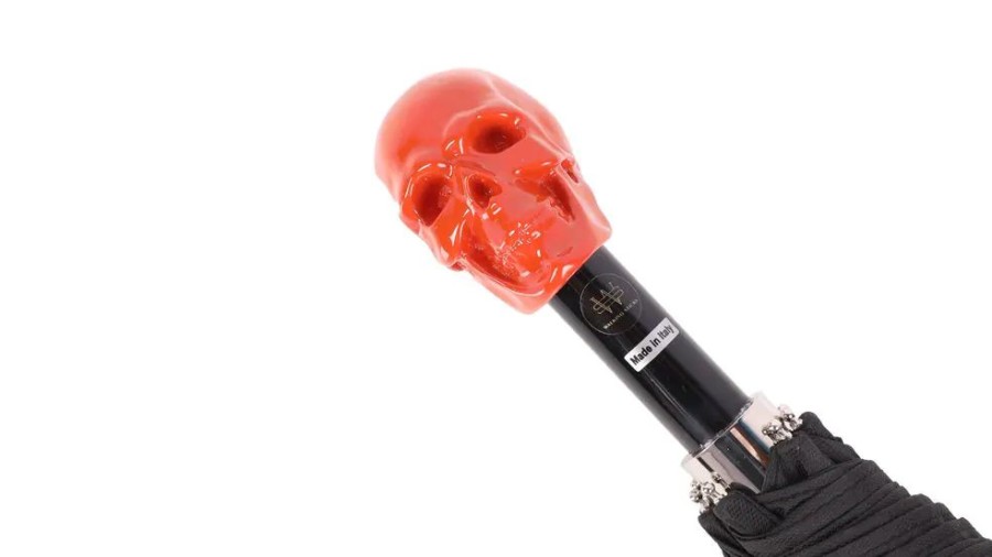 Herren Walking Sticks Regenschirme | Walking Sticks Regenschirm Orange Skull Black