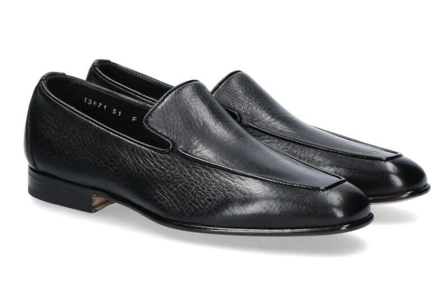 Herren Santoni Slippers | Santoni Slipper Mcag Leather Black (43)