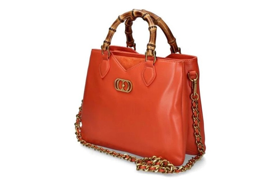 Damen La Carrie Taschen | La Carrie Henkeltasche Transition Bellows Leather Suede Orange