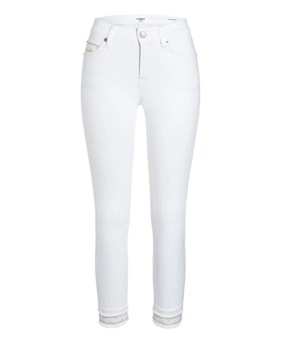 Damen Cambio Jeans | Cambio Jeans Tess Straight Short Pure White