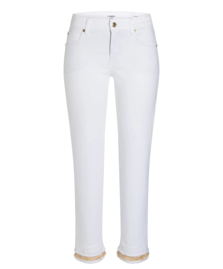 Damen Cambio Jeans | Cambio Jeans Tess Straight Short Pure White