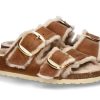 Damen Birkenstock Warmfutter | Birkenstock Pantolette Arizona Big Buckle Shearling Schmal- Cognac