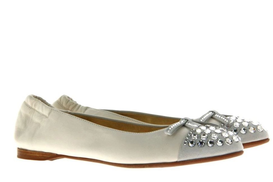 Damen ScarpaRossa Ballerinas | Scarparossa Ballerina Camoscio Bianco Alaska Bianco Crystal (37 )