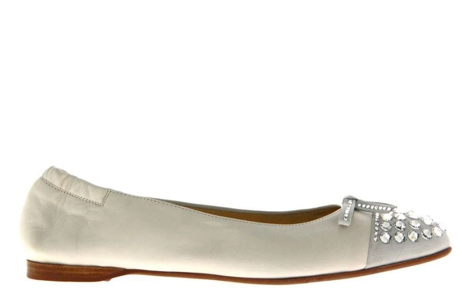 Damen ScarpaRossa Ballerinas | Scarparossa Ballerina Camoscio Bianco Alaska Bianco Crystal (37 )