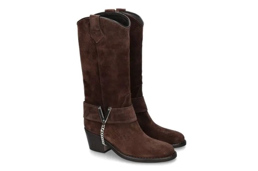 Damen Via Roma 15 Stiefel | Via Roma 15 Cowboy Boos 4004 Psyke- Dunkelbraun