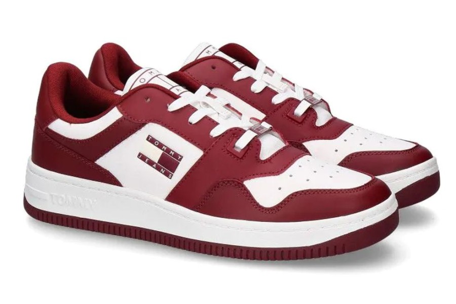 Herren Tommy Hilfiger Sneakers | Tommy Hilfiger Herren- Sneaker Basket Premium- Rouge/ Weiss