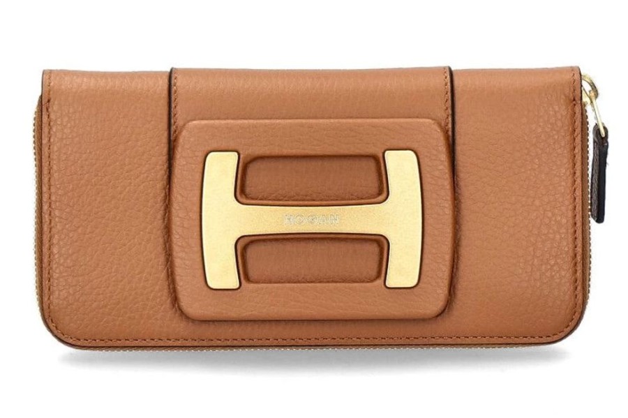 Damen Hogan Geldb?Rsen | Hogan Portemonnaie Continental Zip Around Cognac