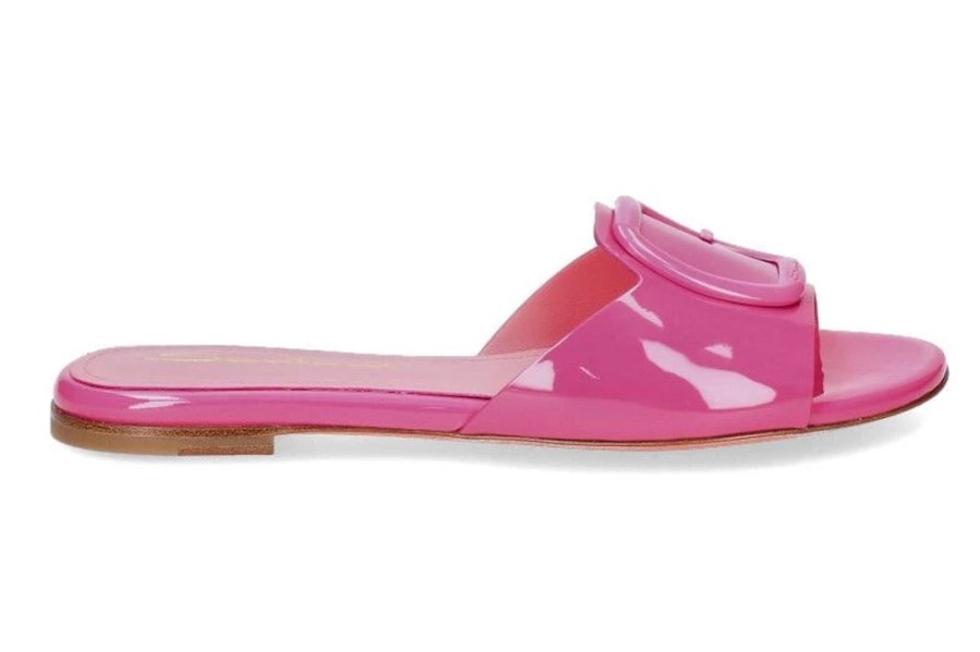 Damen Santoni Pantoletten | Santoni Pantolette Lack Fuchsia