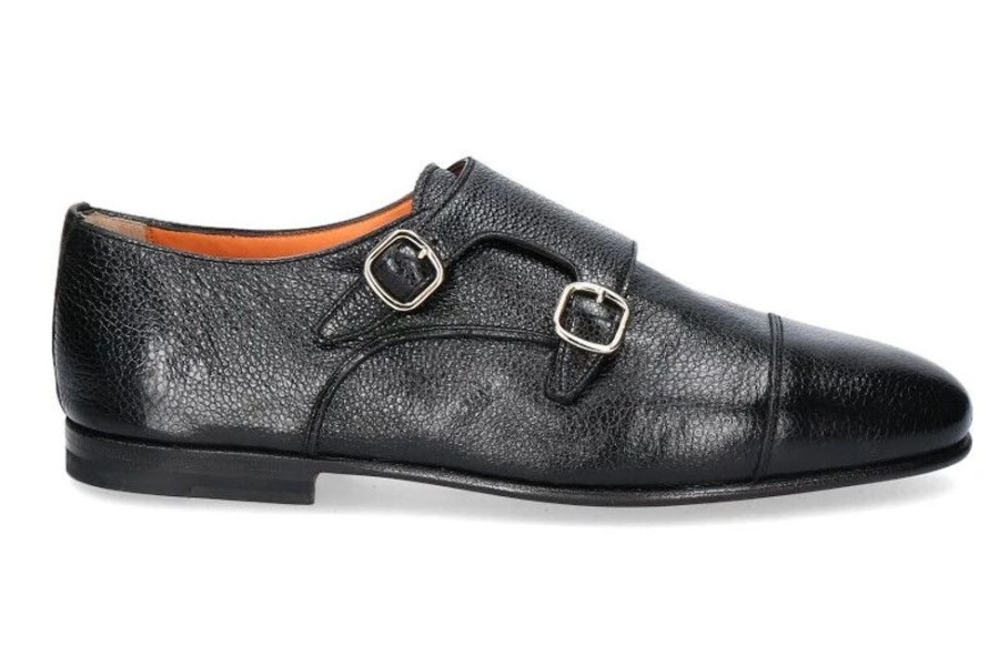 Herren Santoni Schnurer | Santoni Monk Leather Black (41U00Bd)