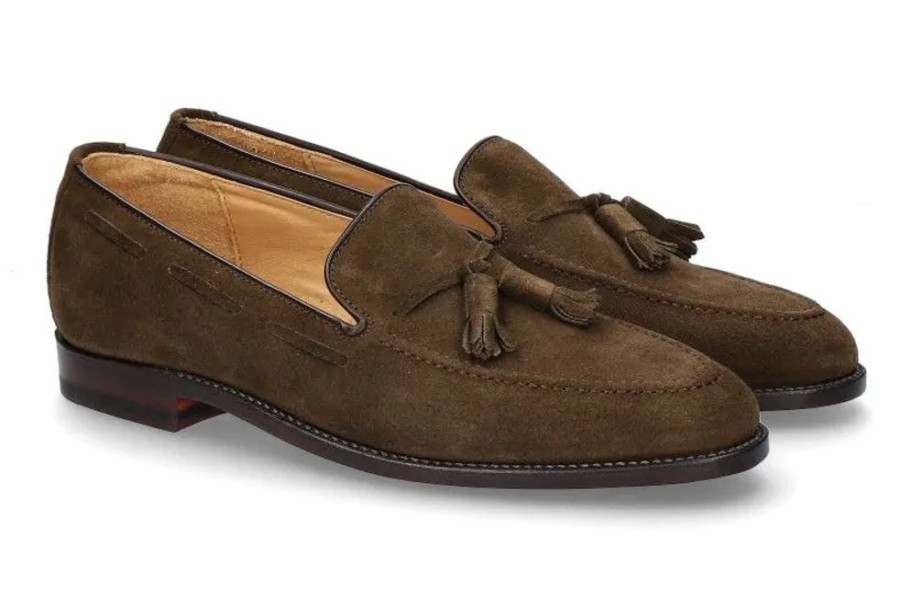 Herren Ludwig Reiter Slippers | Ludwig Reiter Loafer Tassel Veloursleder Jagdgru00Dcn (41)