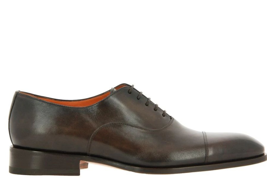 Herren Santoni Schnurer | Santoni Schnu00Fcrer Leather Dark Brown