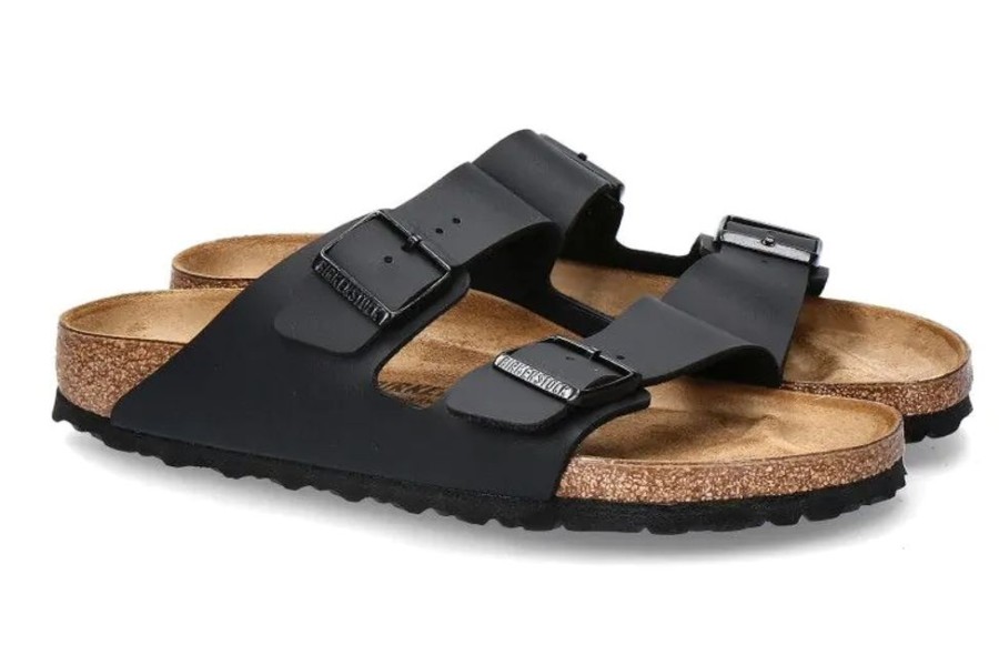 Herren Birkenstock Offene Schuhe | Birkenstock Pantolette Arizona Schmal Schwarz (46)