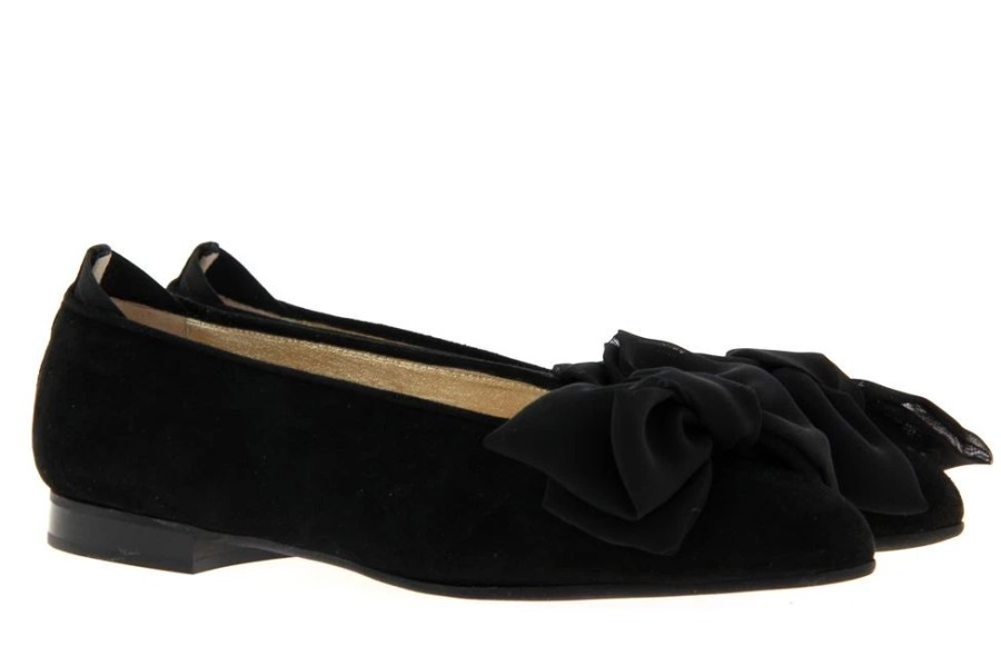 Damen ScarpaRossa Slipper | Scarparossa Ballerina Camoscio Fiocco Seta Nero (39U00Bd)