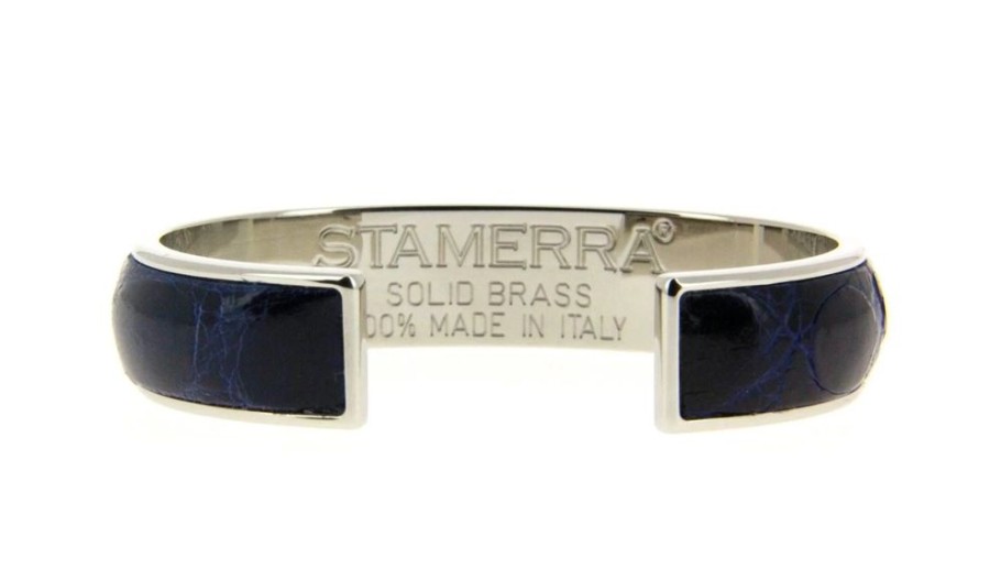 Damen Stamerra Schmuck | Stamerra Armband Vero Genuine Croco Medon Silber Blu