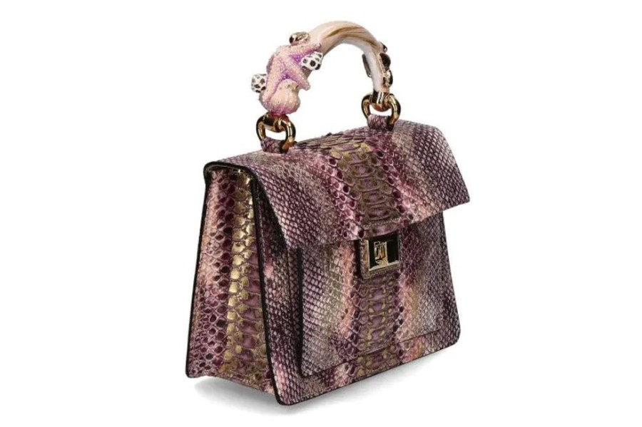 Damen Silvano Biagini Taschen | Biagini Henkeltasche Starfish Fuxia Lilac Pitone