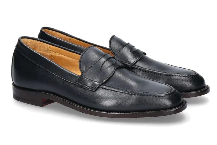 Herren Ludwig Reiter Slippers | Ludwig Reiter Loafer Penny Bookbinder Calf Navy