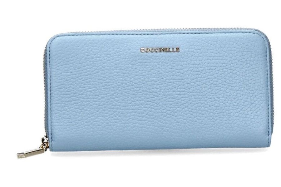 Damen Coccinelle Geldb?Rsen | Coccinelle Portemonnaie Metallic Soft Aquarelle Blue