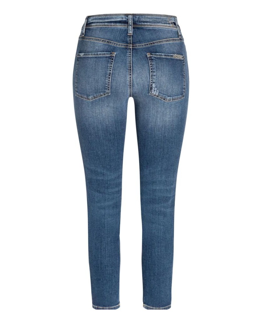 Damen Cambio Jeans | Cambio Jeans Piper Short Bleached Scratched Wash