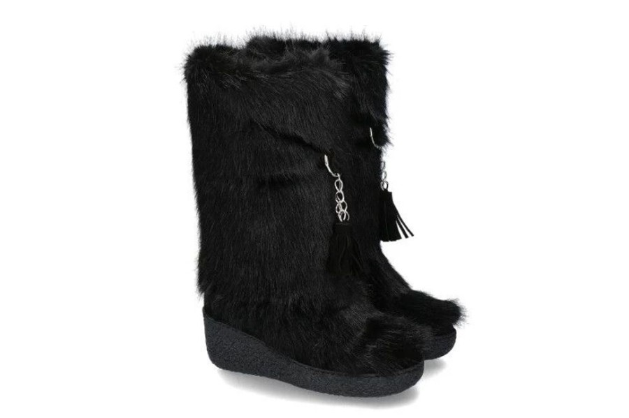 Damen Diavolezza Fellstiefel | Diavolezza Kunstfellstiefel Eco Fur Black